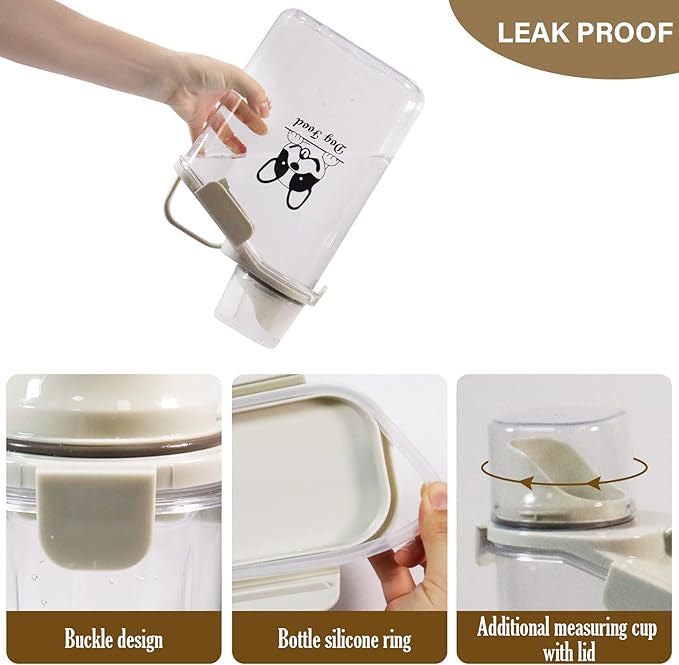 Dog Food Storage Container Airtight Portable Dog Food Container with Handled Lid and Pour Spout,Food Storage for Dog Dry Food Small Pet Food Container with Measuring Cup for Home, Travel,2.8L