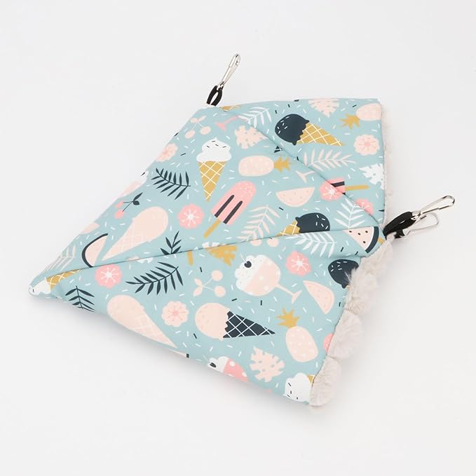 Wontee Bird Nest House Winter Warm Hanging Hammock Bird Bed Snuggle Hut for Parakeets Budgies Caique Conures Cockatiels (Large, Blue)