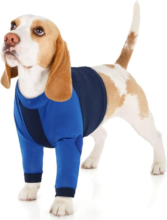 LeLePet Dog Recovery Suit for Front Legs, Dog Sleeve to Stop Licking, Elbow Protector for Leg Injuries Shoulder Wounds After Surgery Male Female,Zippered Long-Sleeved Shirt Cone Alternative(S-3XL)