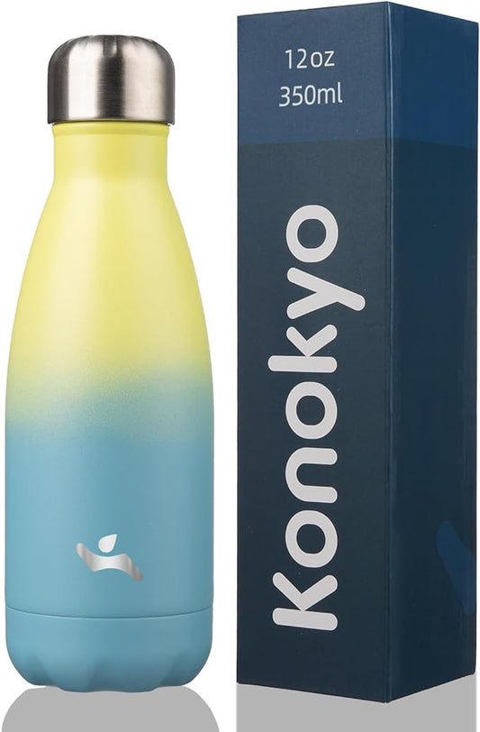 Insulated Water Bottles,12 oz Double Wall Stainless Steel Vacumm Metal Flask for Sports Travel,Sandy Beach