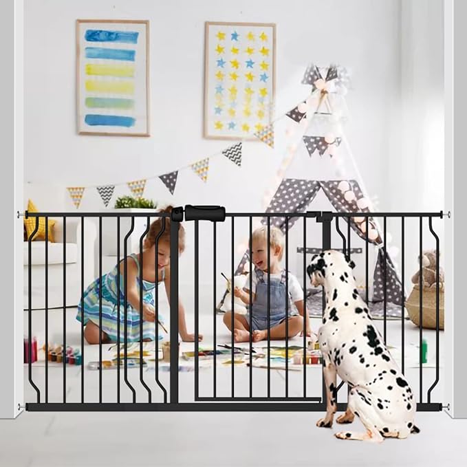 Fairy Baby Extra Wide Baby Gate 76.3-81.1 Inch Wide, Walk Through Pressure Mounted No Drill, Long and Large Tension Gate for Pet and Kids