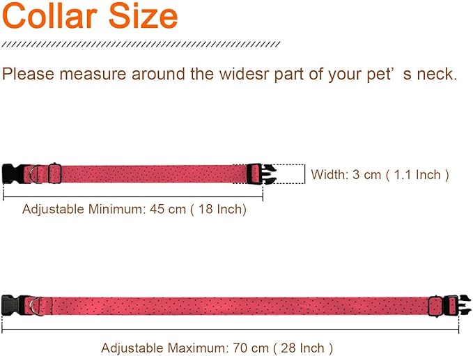 Red Watermelon Black Seeds Dog Collar Cat Big Neck Collars Soft for Small Extra Large Heavy Duty Pet Dogs