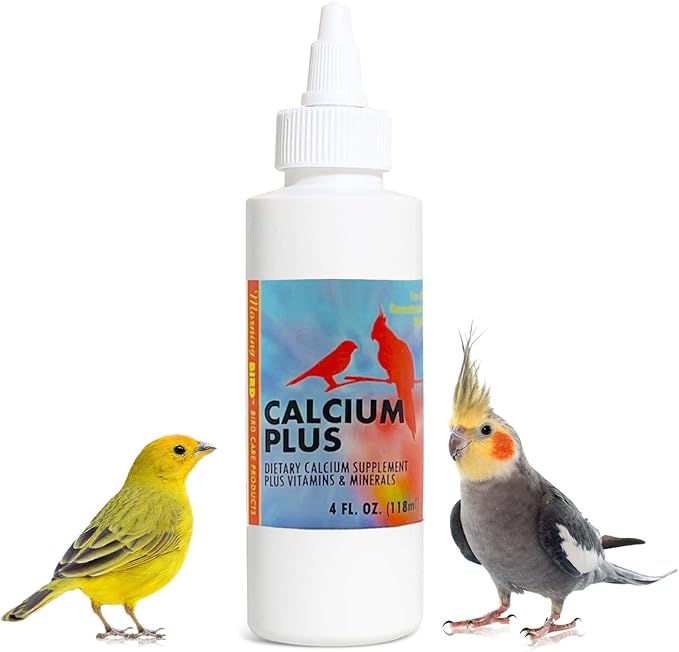 Morning Bird Calcium Plus Liquid for Birds – Bird Vitamins for Strong Eggshells, Healthy Bones, and Baby Bird to Support Growth, Breeding, and Wellness for All Birds 4 Fl Oz