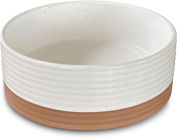 Mora Ceramic Pet Bowl Size Small - Food/Water Dish for Puppy Dogs, Cats, Guinea Pig, Rabbit, Hamster, Snake, ect. 11oz or 2 Cups - Basic Bowls for Your Dog or Cat, Mix and Match for a Set - Vanillla