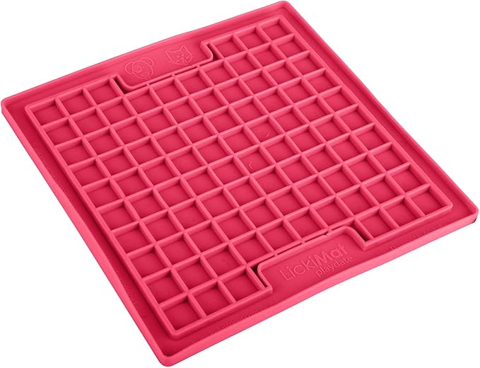 LickiMat Classic Playdate, Cat Slow Feeder Lick Mat, Boredom Anxiety Reducer; Perfect for Food, Treats, Yogurt, or Peanut Butter. Fun Alternative to a Slow Feed Cat Bowl or Dish, Pink
