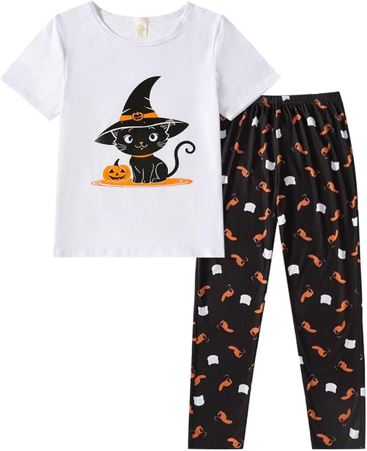 YIJIU Women's Summer Cute Cartoon Print Top and Pant Pajama Set Lounge Sleepwear