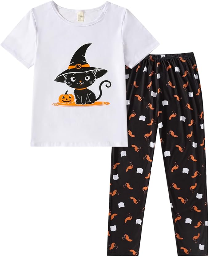 YIJIU Women's Summer Cute Cartoon Print Top and Pant Pajama Set Lounge Sleepwear