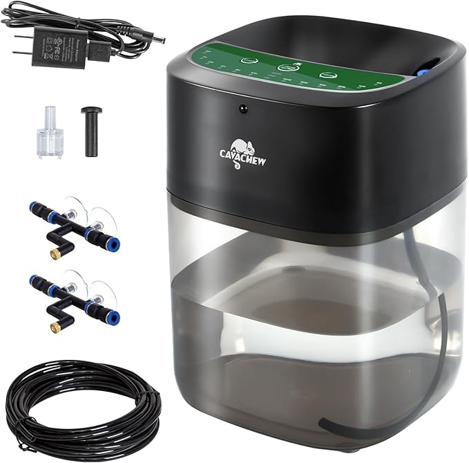 2.2L Reptile Mister with 2pcs Nozzles, Solo Reptile Mister System with Timer, Automatic Mister Fogger for Reptile Tank, Adjustable Terrarium Misting Humidifier for Reptiles/Amphibians