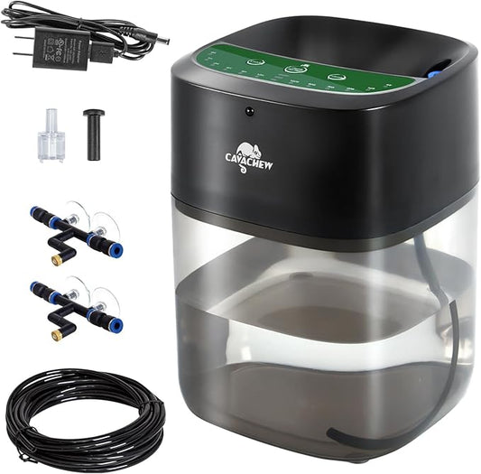 2.2L Reptile Mister with 2pcs Nozzles, Solo Reptile Mister System with Timer, Automatic Mister Fogger for Reptile Tank, Adjustable Terrarium Misting Humidifier for Reptiles/Amphibians