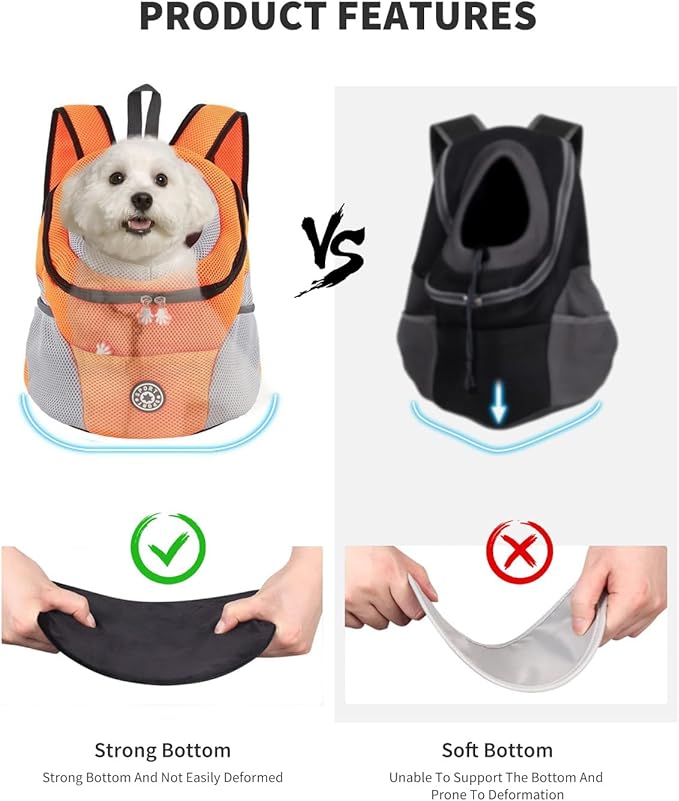 Pet Carrier Backpack,Breathable Dog Backpack Carrier with Adjustable Straps,Side Storage Pockets,Dog Head-Out Backpacks with Safety Belt,Puppy Front and Back Carriers for Small Dogs Cats