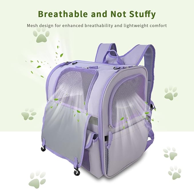 Cat Backpack Carrier,Pet Backpack for Small Dogs, Medium Cats, Maximum Weight 16 lbs,Sunshade and Breathable Dog Backpack Carrier,Ergonomic 3D Design for Hiking,Camping and Vet Visits (Green)