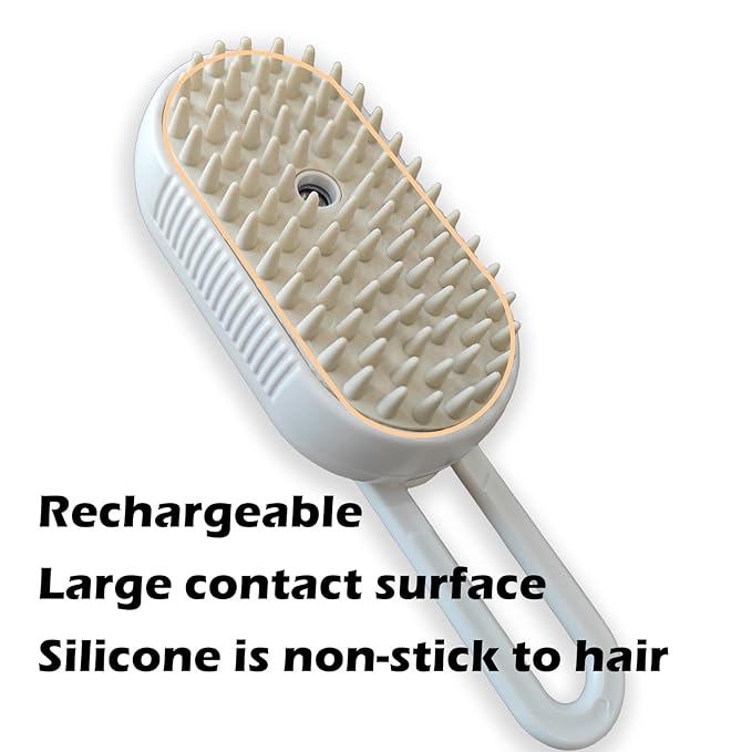 Cat Steam Brush for Shedding, Steam Brushes for Indoor Cats, 4 In 1 Rechargeable Cat Grooming Brush,Anti-Static, Massage, Cleaning, Shedding & Combing