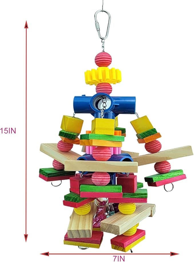 Parrot Toys for African Grey Parrots, Cockatoos, Small Macaws, Amazon Parrots Small and Medium Birds Natural Wooden Safe and Durable Chew Toys and Bird Cage Accessories