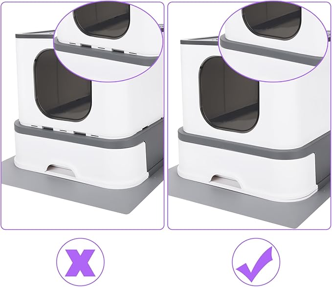 RIZZARI Cat Litter Box Stainless Steel Top-Entry : Leak-Proof Enclosed Design Reduces Odor, for Indoor Cats & Owners (Dark Gray)