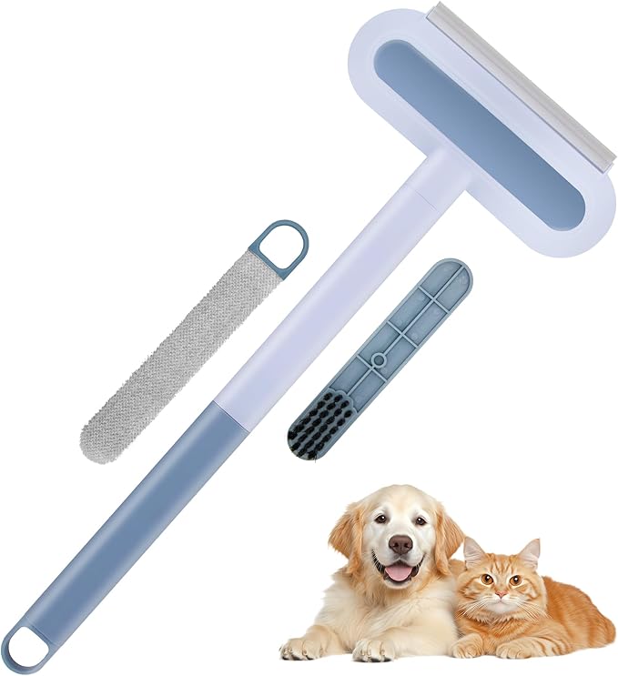 Pet Hair Removal Tool, 4 in 1 Cat and Dog Hair Remover, Gentle on Furniture, Reusable, Washable Cat Hair Remover Brush for Car, Couch, Carpet, Clothes, Window and Laundry