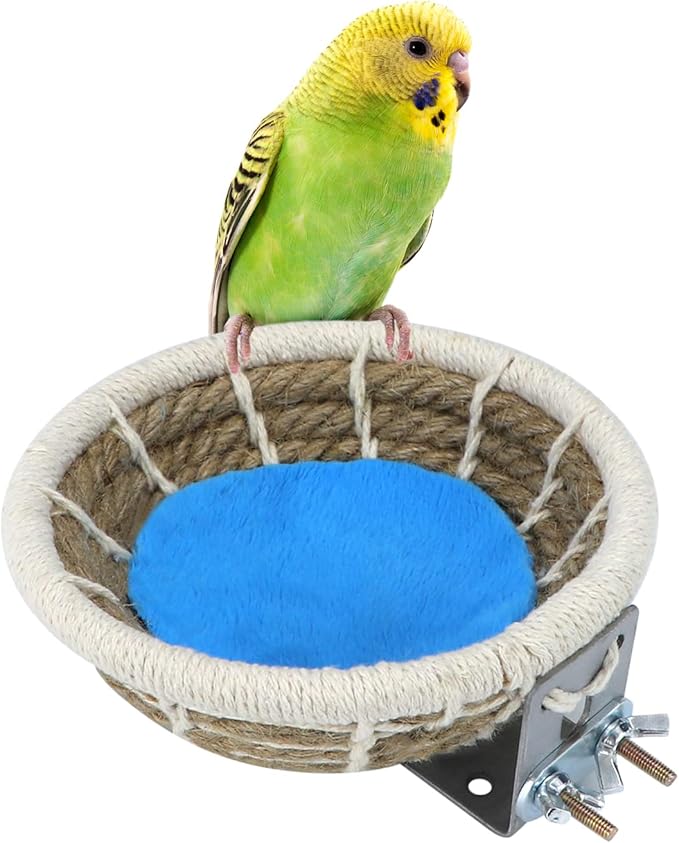 Wontee Bird Nest Breeding Nest Bed Bird Cage House for Parrots Budgies Parakeets Cockatiels Canary Finch Lovebirds (Hemp Rope)
