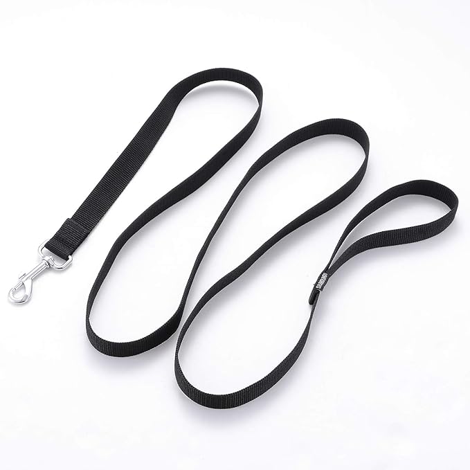 Strong Durable Nylon Dog Training Leash, 1 Inch Wide Traction Rope, 6 ft Long, for Small and Medium Dog (Black, 6 Feet)