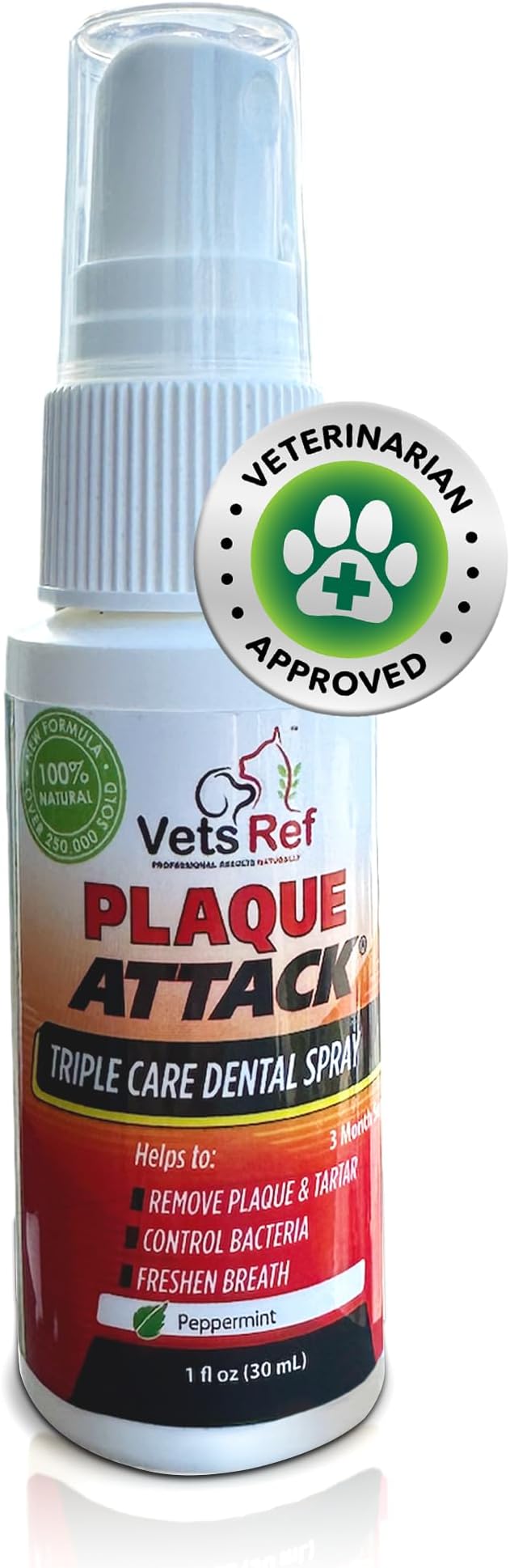 Pet Dental Spray, As Seen on TV, Eliminates Plaque & Tartar, Helps with Plaque and Tartar and Provides Instant Fresh Breath - Includes 3 Months' Supply of Peppermint Spray, 1fl. OZ (30ML)