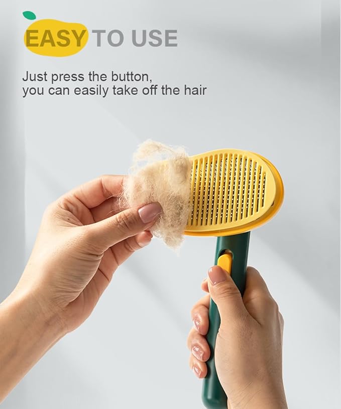 Self-Cleaning Dog & Cat Slicker Brush, Skin Friendly Deshedding Grooming Tool for Long or Short Haired Dogs Cats Rabbits, Dog Shedding Brush with Release Button - Mango