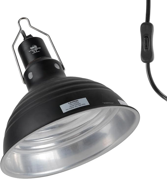 LUCKY HERP Reptile Light Fixture 8.1inch- Lightweight Aluminum Reflector Dome Reptile Light Fixture, Reptile Heat Lamp Fixture for UVB Light Bulb Basking Bulb Heat Bulb