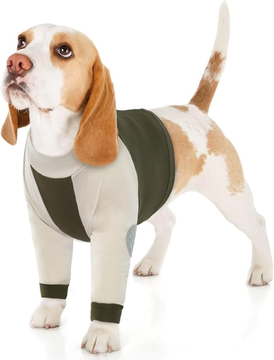 LeLePet Dog Recovery Suit for Front Legs, Dog Sleeve to Stop Licking, Elbow Protector for Leg Injuries Shoulder Wounds After Surgery Male Female,Zippered Long-Sleeved Shirt Cone Alternative(S-3XL)