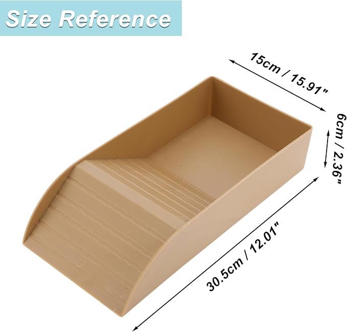 Tortoise Food Dish with Ramp, Plastic Reptile Water Bowl, Tortoise Water Pool, Reptile Climbing Ramp for Turtles Lizards, 12.01"x5.91"x2.36", Brown
