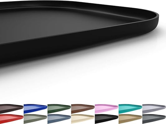 Silicone Pet Feeding Mat with Raised Edge for Food and Water, Dog Bowl Mats, Cat Bowls Placemat with High Lip for Floor Waterproof, Rubber Tray for Cats and Dogs 24 x 16 x0.8 Black