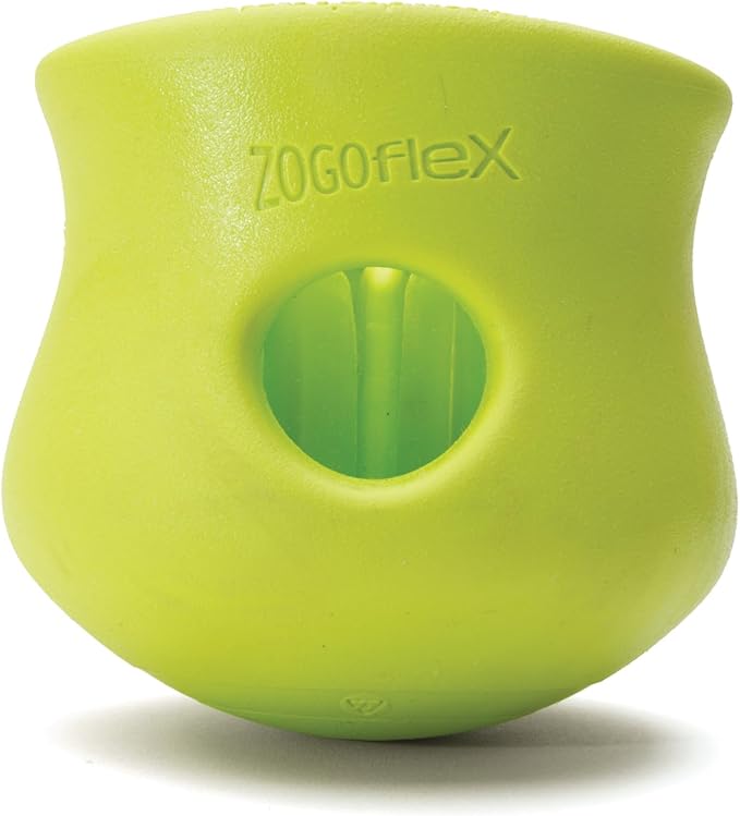 WEST PAW Zogoflex Toppl Treat Dispensing Dog Toy Puzzle – Interactive Chew Toys for Dogs – Dog Toy for Moderate Chewers, Fetch, Catch – Holds Kibble, Treats, X-Large, Granny Smith