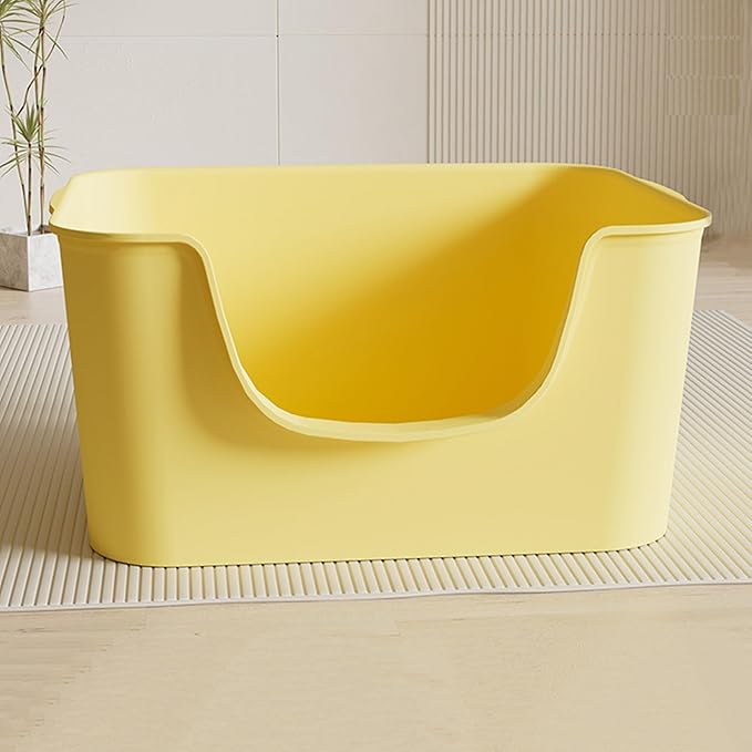 Small Cat Litter Box with High Sides,Cat Boxes for Indoor Cats,Cat Litter Pan for Kitty,Litter Box with Low Entry,Easy to Clean,Anti-Splashing (Beige)