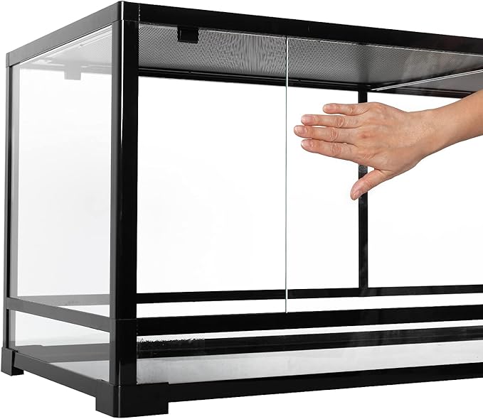 REPTI ZOO 67 Gallon Reptile Large Terrarium Newly Upgraded All Glass 48" x 18" x 18" Double Hinge Door with Top Ventilation Reptile Terrarium(Knock-Down)