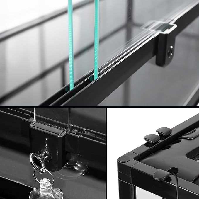 OIIBO 180 Gallon Large Reptile Terrarium, 48" x 24" x 36" Glass Reptile Tank Tall & Wide Terrarium Tank with Double Sliding Door Top Screen Ventilation Habitat