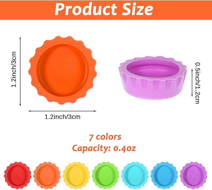 7 Pack Reusable Small Reptile Feeding Dish Crested Gecko Food and Water Feeding Cups Crested Gecko Food Dish Colorful Water Bowl Reptile Foods Dish for Tortoise, Small Pet and Crab