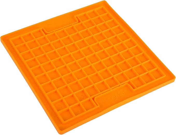 LickiMat Classic Playdate, Cat Slow Feeder Lick Mat, Boredom Anxiety Reducer; Perfect for Food, Treats, Yogurt, or Peanut Butter. Fun Alternative to a Slow Feed Cat Bowl or Dish, Orange