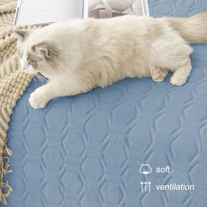 Waterproof and Anti-Slip Dog Bed Cover and Pet Blanket Sofa Pet Bed Mat ，car Incontinence Mattress Protectors Furniture Couch Cover for Most Cats Dogs, Pets（82x102-Stoneblue）