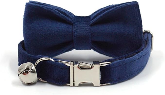 Personalized Cat Collar with Bells,Velvet Customized Small Cat Collar with Name Tag,Pet Collar with Name Phone Number Engraved ID Tags for Boy and Girl Kitten Cats (Tibetan Blue)