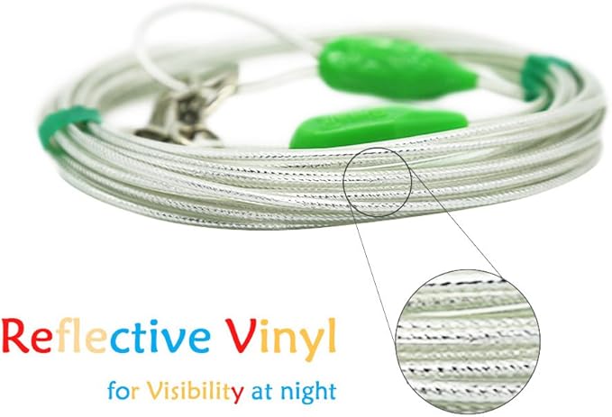 Petest 25ft Reflective Tie-Out Cable for Small Dogs Up to 35 Pounds