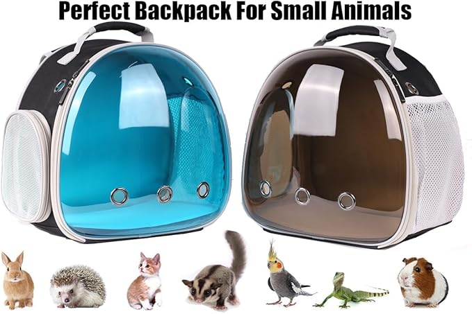 Portable Guinea Pig Backpack, Polarized Bubble Backpack for Small Animals Travel Handbag Cage for Kitten Rabbit Squirrel Bearded Dragon Turtle Breathable Carrier