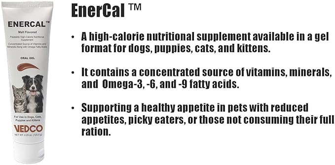 Enercal Malt Flavored High-Calorie Nutritional Supplement Oral Gel for Dogs and Cats - 4.25 oz