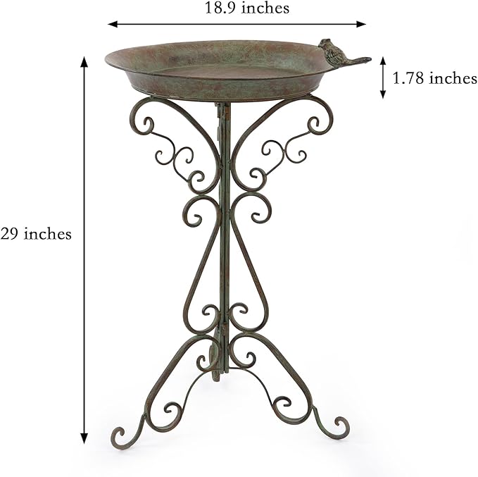 Dia 18" W*29" H Large Bird Bath with Stand, Bird Baths for Outdoors, Metal Bird Bath with Large Bowl, Bird Feeder Seed Tray,Birdbath Garden Decor