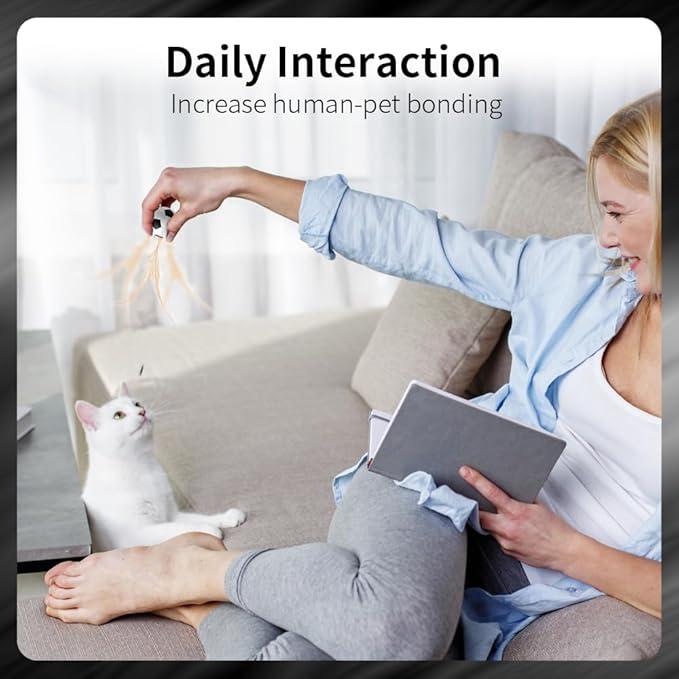 PAZ'S GIFT Interactive Cat Toys Set, 3 Piece Bouncing Badminton Ball with Feathers, Cat Chasing Exercise to Calm Down The kitten's Mood， Indoor Kitten Play