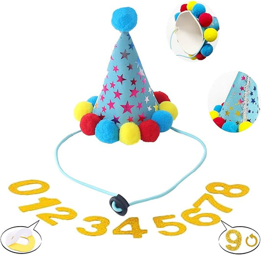 Dog Birthday Party Supplies Set,Birthday Bandana,Boy Girl Dog Birthday Hat with Numbers,Happy Birthday Banner for Golden Retriever French Bulldog Labrador Teddy Husky (Blue)