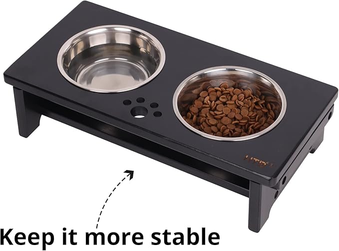 HTB Elevated Dog Bowls,Raised Dog Bowl Stand with 2 Stainless Steel Bowls,Elevated Raised Dog Bowls for Large Medium Small Sized Dogs