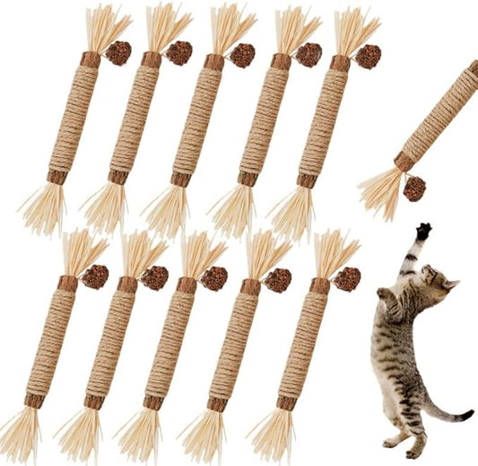 Cat Toys 10Pack Silvervine Chew Stick Kitten Treat Catnip Toy Kitty Natural Stuff Catnip for Cleaning Teeth Indoor Dental Snack Interactive