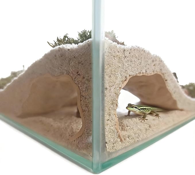 Reptile and Shrimp Hide Cave, 3D Printed Aquarium Decor for Bearded Dragon Snake, Fish Tank Accessories Terrarium Corner Shelter (Gary, one Size)