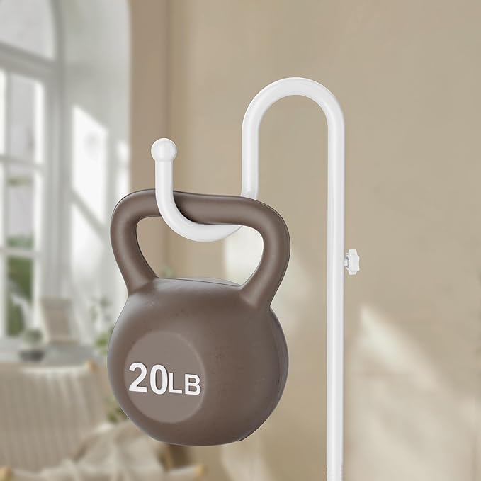 niffgaff 74" Shepherds Hook Stand for Plant: Hanging Bird Feeders, Plants, Lanterns, Wreath and Wind Chimes, Adjustable Free Standing Pole Holder with Heavy Duty Base, Holds Up to 20 LBS, White