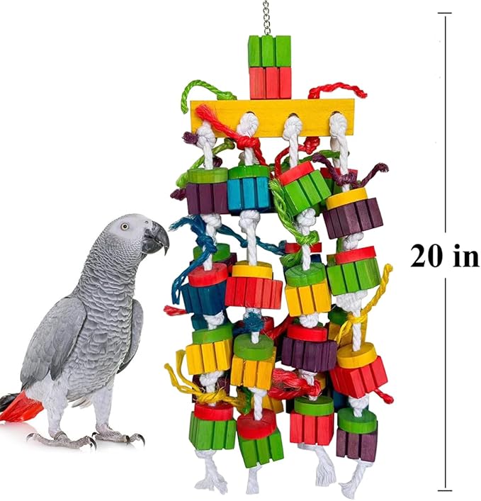 Large Bird Parrot Chewing Toys for Macaws, African Grey, Amazon Parrots, cokatoos (20 inch)