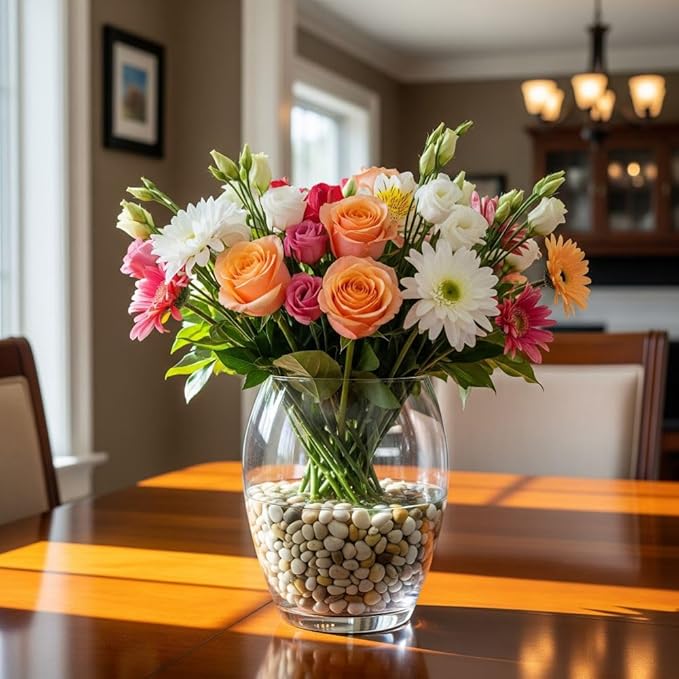 32 oz Jug of Multicolor Cream Pea Gravel, ⅛ - ½ inch Size, for Indoor Outdoor Decor, vase Filler, Candles, Art, Crafts, Aquariums, Fairy Gardens, planters, tablescapes, terrariums