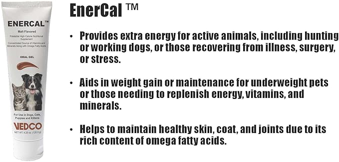 Enercal Malt Flavored High-Calorie Nutritional Supplement Oral Gel for Dogs and Cats - 4.25 oz