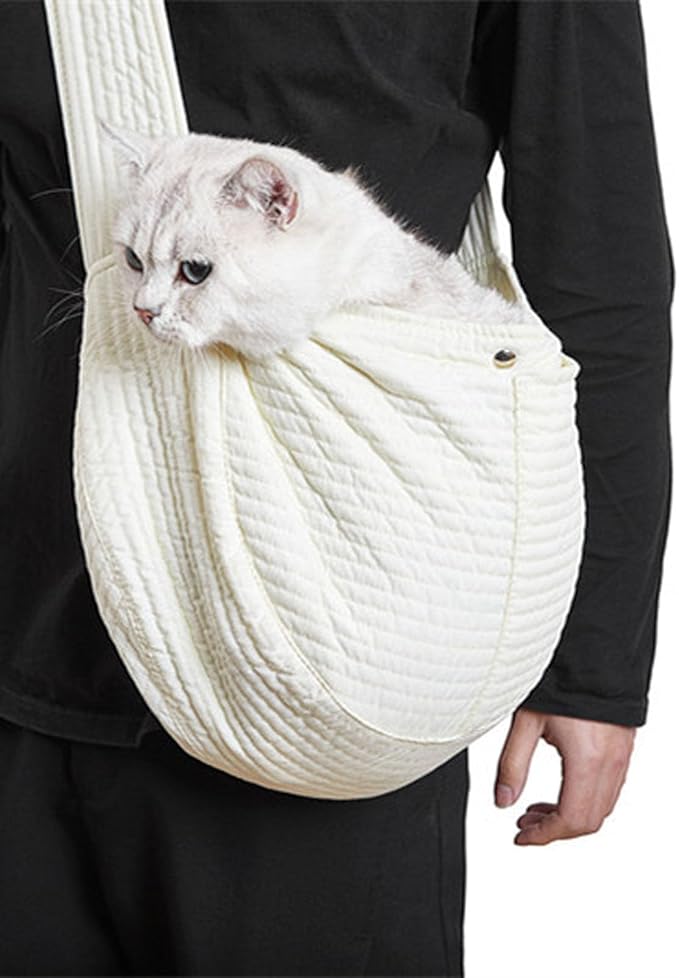 Small Dog Sling Carrier, Soft Portable Cat Carrier Bag with Widened Shoulder Strap, Dog Carrier Sling, Puppy Carrier Purse for Small Dogs Cats Outdoor Traveling (L)