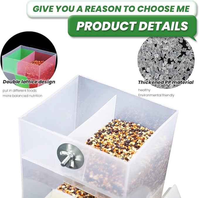 Parrot Automatic Feeder,No-Mess Bird Feeder,Cage Accessories for Budgerigar Canary Cockatiel Finch Parakeet Seed Food Container by Old Tjikko (Large-Capacity-Screw-Fixed Bird Feeder)